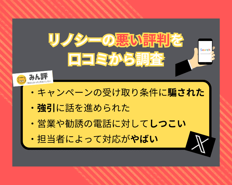 リノシーの悪い評判を口コミから調査