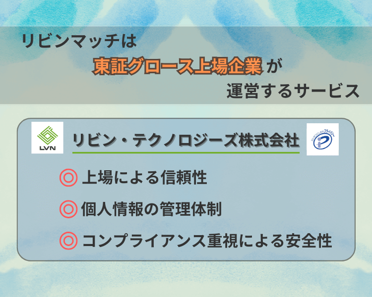リビンマッチは東証グロース上場企業が運営するサービス